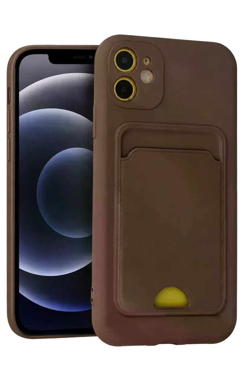 Apple iPhone 11 Kılıf Kelvin Kartvizitli Silikon - Kahverengi
