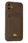 Apple iPhone 11 Kılıf Kelvin Kartvizitli Silikon - Kahverengi-2