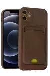 Apple iPhone 11 Kılıf Kelvin Kartvizitli Silikon - Kahverengi-1