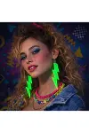 80’ler 90'lar Retro Neon Yeşil Şimşek Küpe 10 cm-2