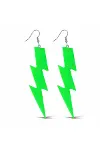 80’ler 90'lar Retro Neon Yeşil Şimşek Küpe 10 cm-3