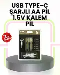 Tekrar Şarj Edilebilir AA USB Type-C Pil | 1000+ Döngü | 1.5V Sabit Voltaj-1