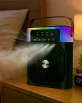 RGB Işıklı Buharlı Masaüstü Fan Sessiz Çalışan USB Şarjlı Taşınabilir Fan-1