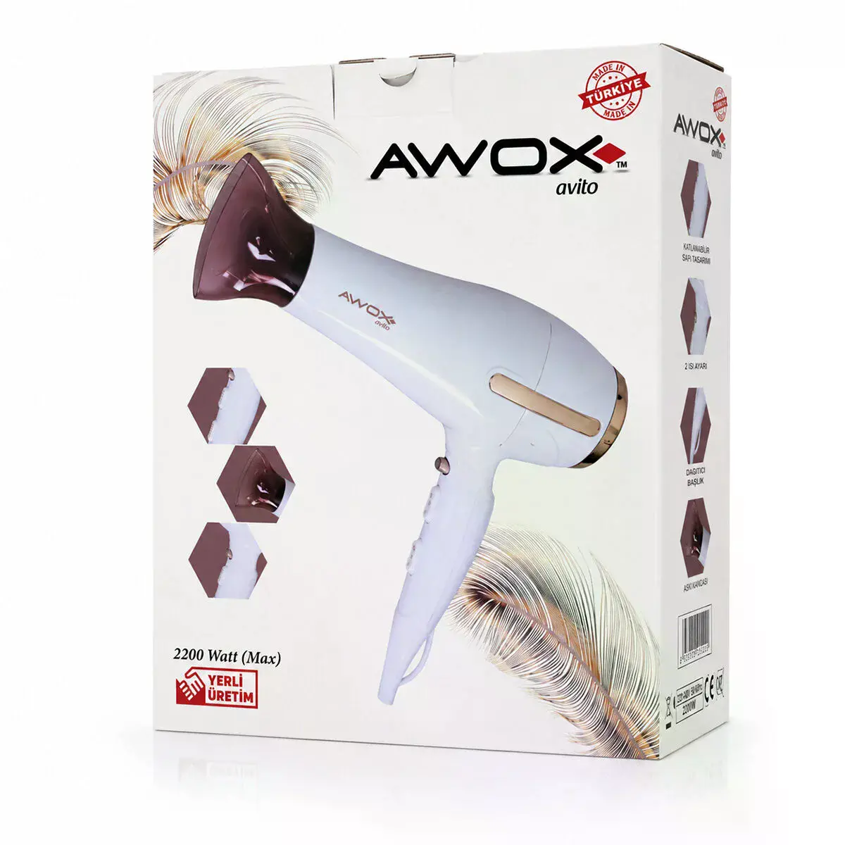 Beyaz Avito Saç Kurutma Makinesi 2200W 1407