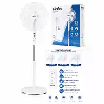 Beyaz 5 Pervane - 16 Inc Ev - Ofis Kompakt - Sessiz - Üç Kademe 140CM Yükseklik Ayaklı Vantilatör SF-4
