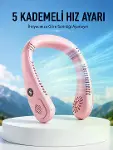Pembe Taşınabilir Boyun Fanı Ergonok Tasarım Çok Kademeli Hava Akışı-1