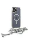 Apple iPhone 13 Pro Max Kılıf Divo Lazer Askılı Magsafe Kapak - Gümüş-4