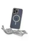 Apple iPhone 13 Pro Max Kılıf Divo Lazer Askılı Magsafe Kapak - Gümüş-6