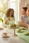 Soft Pembe Akrilik Ayaklı Kurabiyelik & Kapaklı Sunum Standı - 2 Parça-4