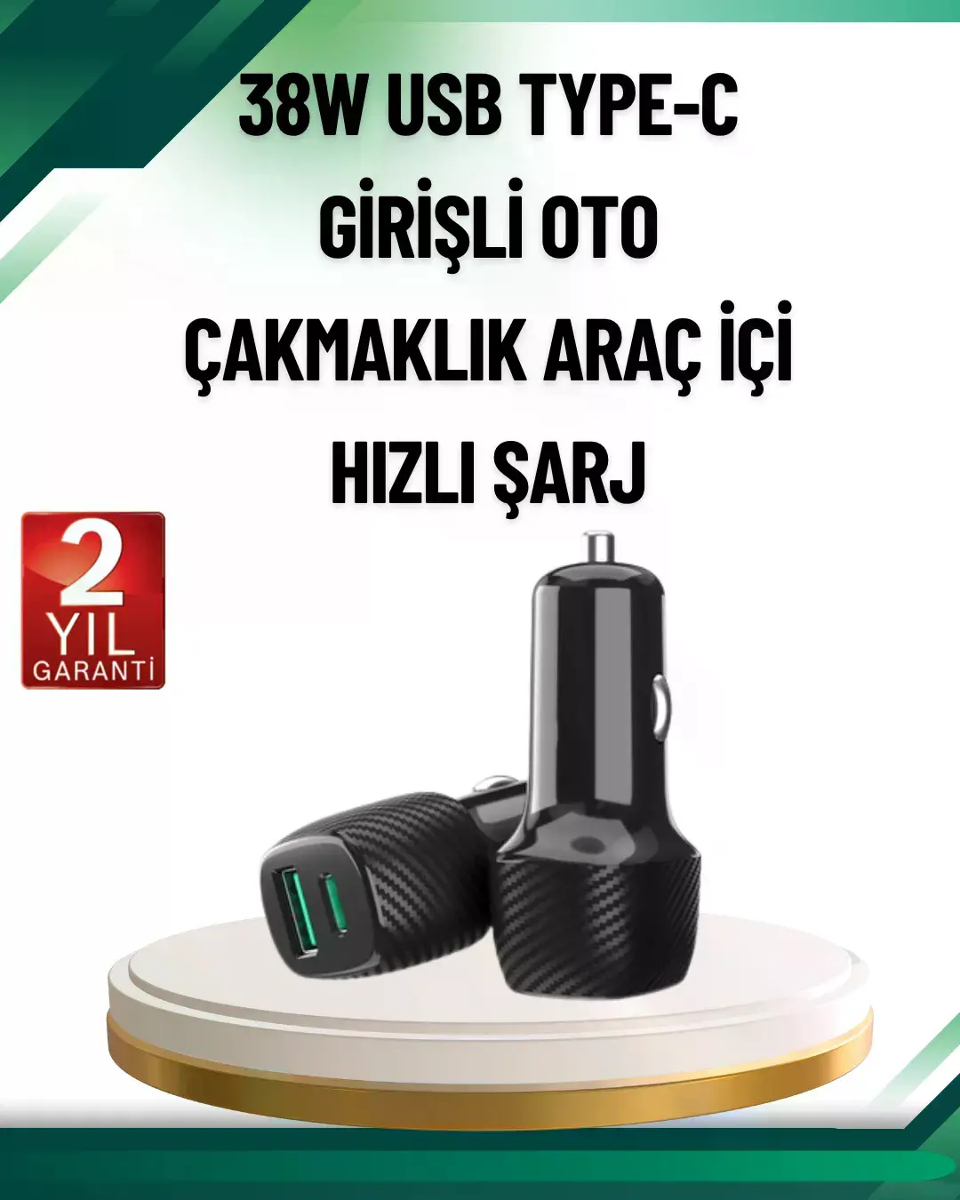 3A Güç Kapasiteli USB & Type-C Çakmaklık Şarj Adaptörü