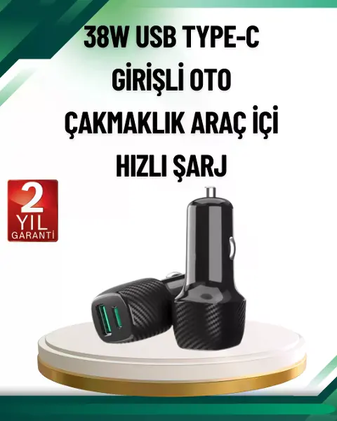 3A Güç Kapasiteli USB & Type-C Çakmaklık Şarj Adaptörü