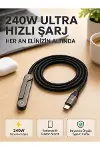 Örgülü 240W Type-C Katlanabilir Telefon Standlı Şarj Kablosu-1