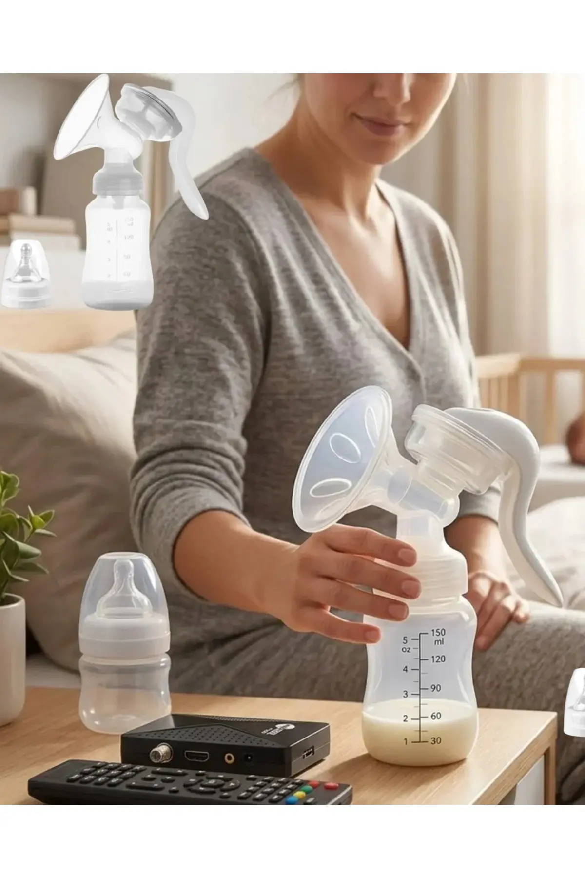 Masaj ve Sağım Özellikli Manuel Süt Pompası Sessiz Kullanım 180 ML