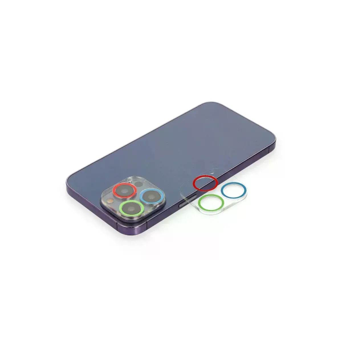 Apple iPhone 12 Pro Renkli Kamera Lens Koruma Cam - Mavi-Yeşil