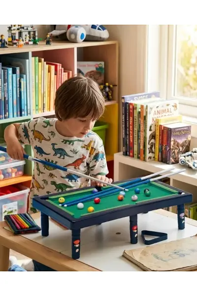 Mini Bilardo Oyunu Seti Evde Eğlenceli Masa Oyunu Çocuk ve Aile