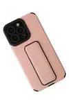 Apple iPhone 14 Pro Kılıf Mega Standlı Silikon - Pudra-3