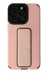 Apple iPhone 14 Pro Kılıf Mega Standlı Silikon - Pudra-1