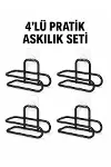 Siyah Metal WC Kağıtlık Yapışkanlı Duvar Tipi Tuvalet Kağıdı Tutucu Seti 4 Adet-2