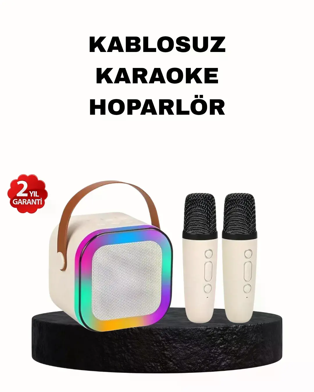 Karaoke Hoparlör Taşınabilir Çift krofonlu ve LED Işıklı Bluetooth 5.0