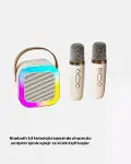 Karaoke Hoparlör Taşınabilir Çift krofonlu ve LED Işıklı Bluetooth 5.0-6