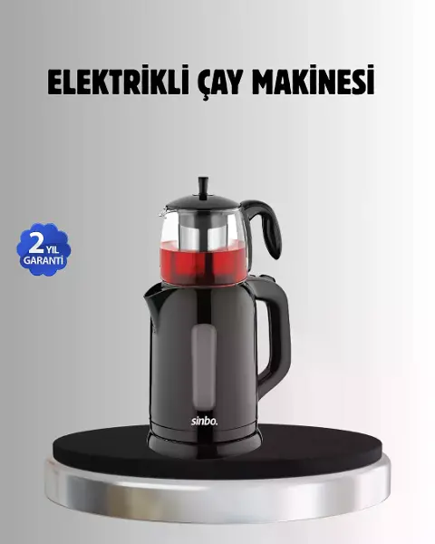 Sinbo STM 5840 Elektrikli Çay Makinesi 1800W Cam Demlik ve Sıcak Tutma Özellikli