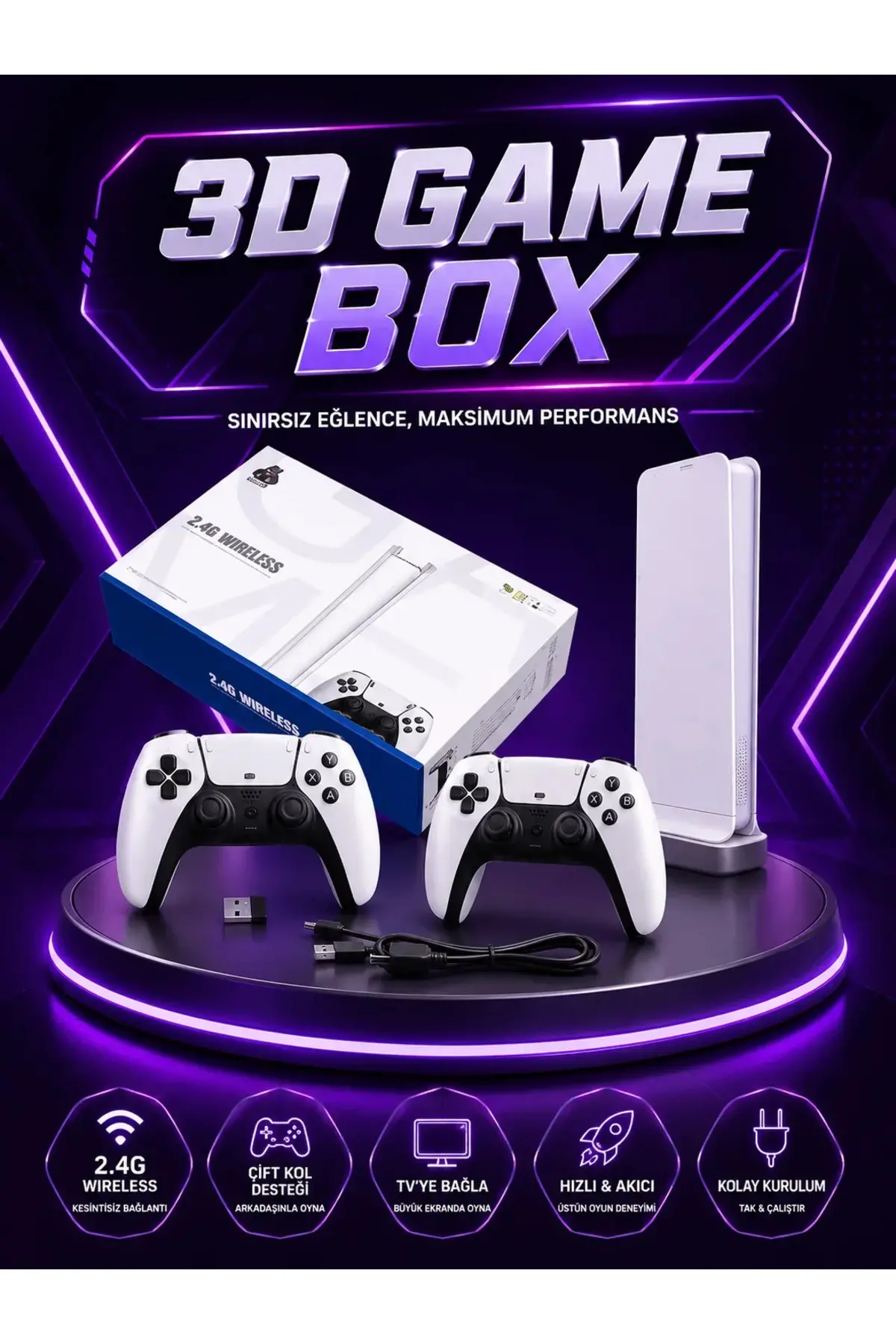 20.000 Yüklü Oyunlu Kablosuz Retro Oyun Konsolu 4K Destekli