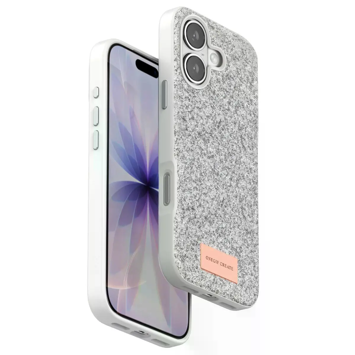 Onegif Apple İphone 17 Bright Simli Kapak - Beyaz