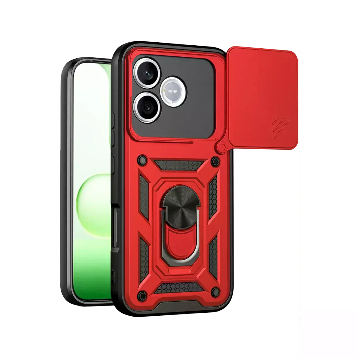 Huawei Honor 600 Lite Pars Lens Yüzüklü Silikon - Kırmızı