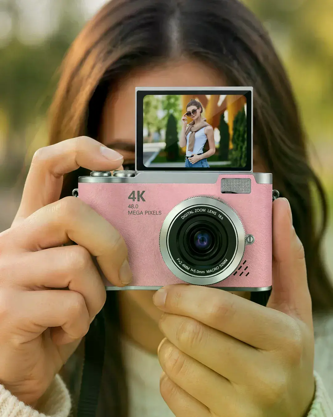 48 MP Vlog Kamera 1080P Video Flip Screen Uzun Pil Ömrü Selfie Kamera