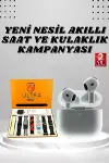 7 Kordonlu Akıllı Saat Ve 3.Nesil Kulaklık Dokunmatik Ekran Sesli Görüşme Yapabilen-1