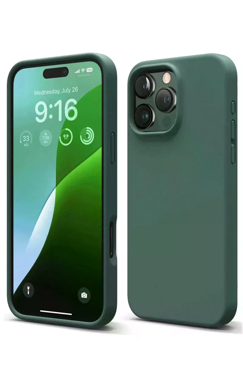 Apple iPhone 16 Pro Max Kılıf First Silikon - Koyu Yeşil