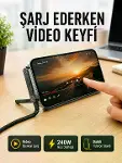 Katlanabilir Telefon Standlı 240W Type-C Hızlı Şarj Kablosu-1
