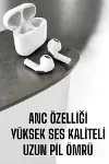 Yeni Nesil Pro Bluetooth Kulaklık Uzun Pil Ömrü Beyaz-1