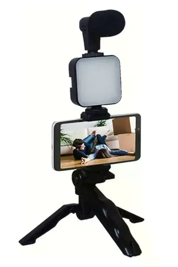 Telefon Tutucu krofonlu Işıklı Youtuber Video Kayıt