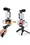 Telefon Tutucu krofonlu Işıklı Youtuber Video Kayıt-8