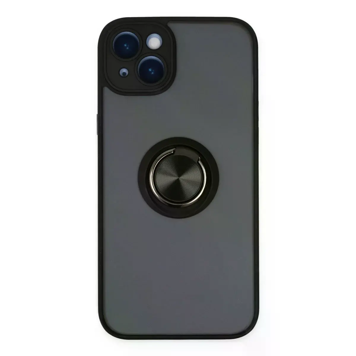 Apple İphone 14 Kılıf Montreal Yüzüklü Silikon Kapak - Siyah