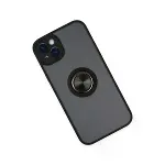 Apple İphone 14 Kılıf Montreal Yüzüklü Silikon Kapak - Siyah-3