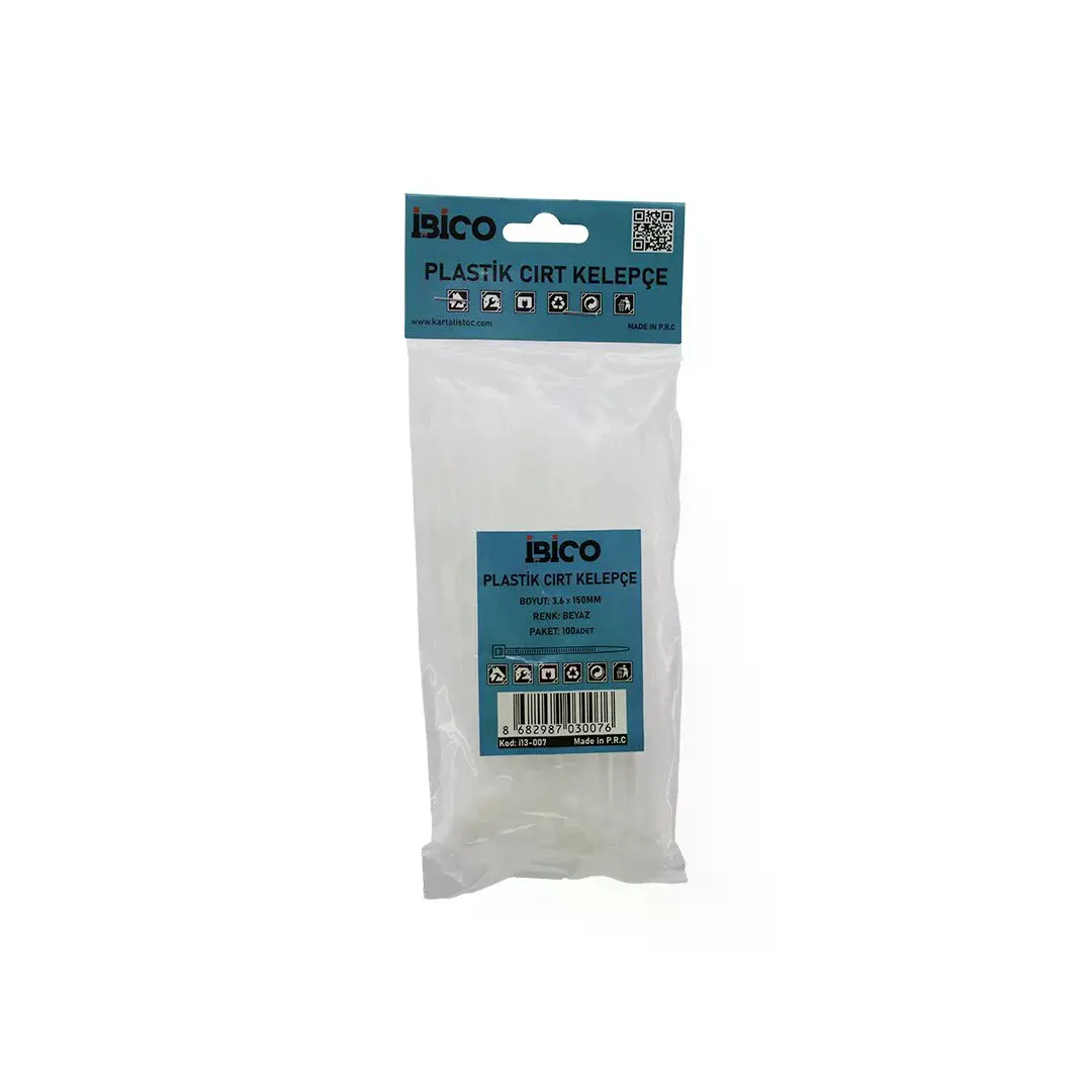 Beyaz 3.6X150MM Plastik Cırt Kelepçe 100PCS