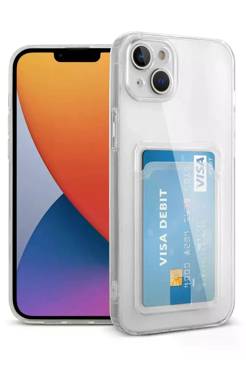 Apple iPhone 14 Plus Kılıf Kart Şeffaf Silikon - Şeffaf