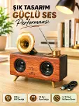 Retro Gramofon Tasarımlı Bluetooth Hoparlör – 3D Stereo Ses, 1800 mAh Batarya-1