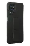 Samsung Galaxy A22 Kılıf Mega Standlı Silikon - Siyah-2