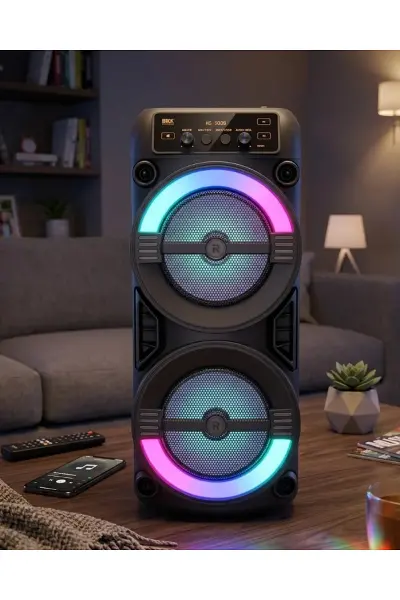 RGB Işıklı Taşınabilir Bluetooth Hoparlör Güçlü Stereo Ses