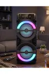 RGB Işıklı Taşınabilir Bluetooth Hoparlör Güçlü Stereo Ses-1