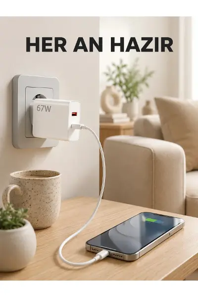 67 Watt Type C Şarj Adaptörü Asus Zenfone 7 8 9 Uyumlu Yeni Nesil