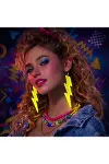 80’ler 90'lar Retro Neon Sarı Şimşek Küpe 10 cm-4