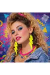 80’ler 90'lar Retro Neon Sarı Şimşek Küpe 10 cm-5