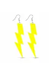80’ler 90'lar Retro Neon Sarı Şimşek Küpe 10 cm-7