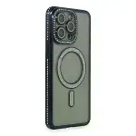 Apple İphone 15 Pro Max Kılıf Joke Simli Magneticsafe Kılıf - Lacivert-1