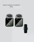 2in1 Kablosuz Yaka krofonu iOS ve Android Uyumlu-2