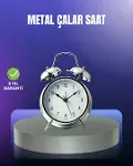 Yuvarlak Gümüş Dekoratif Işıklı Masa Üstü Saat Alarmlı Sessiz Çalışma-1